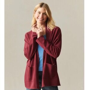 American Giant Women's 100% Cotton Open Front Cardigan Burgundy Red Size XS